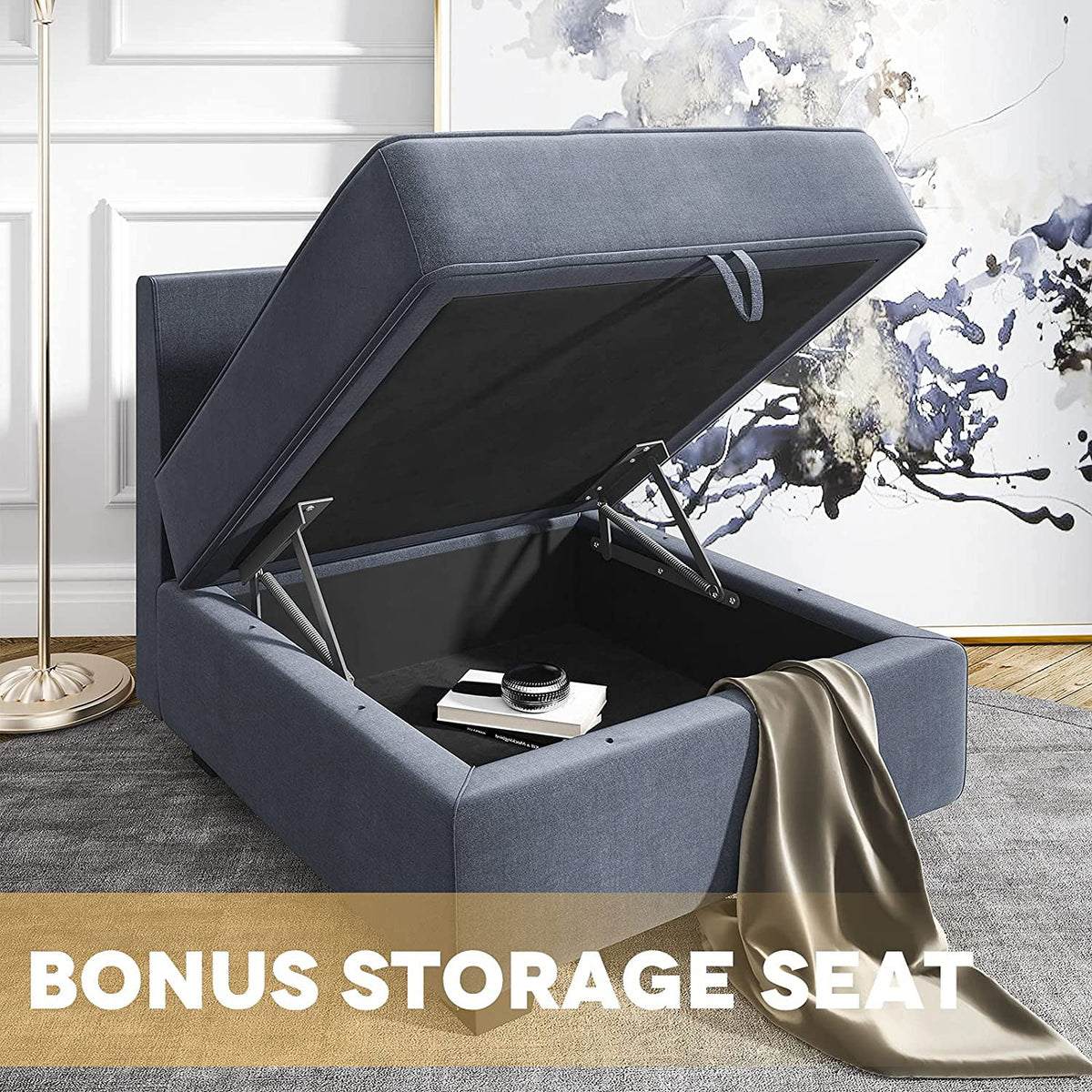 Bluish Gray 3-Seater Sectional Sofa L961333