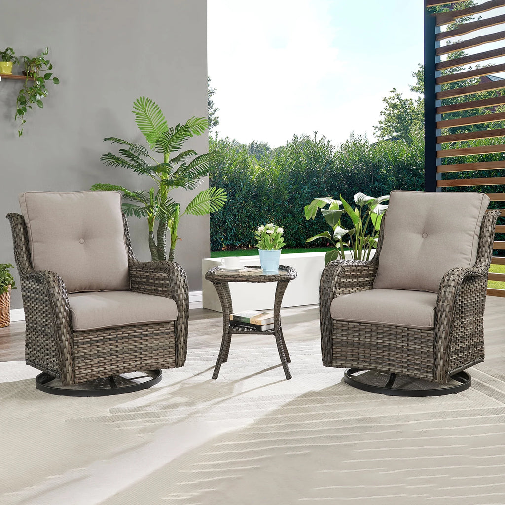3-Piece Outdoor Swivel Gliders with Side Table P30566