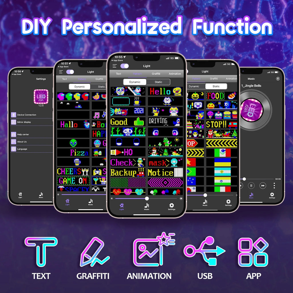 LED Car Sign Scrolling Flexible RGB Bluetooth Programmable 23''x5'' K861
