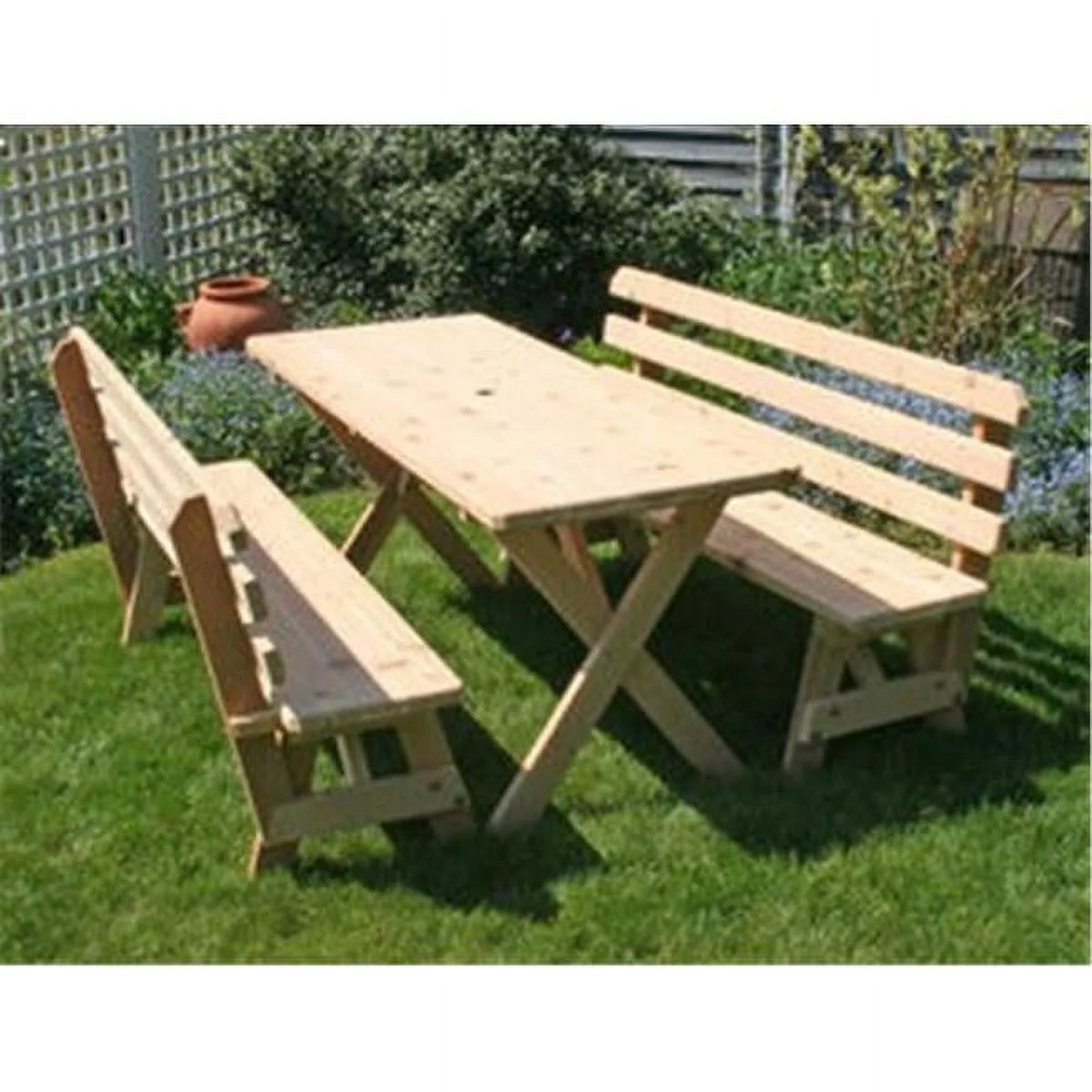 Cedar Cross Legged Picnic Table with 4 ft. Backed Benches I1781