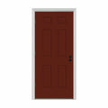32 in. x 80 in. 6-Panel Red Painted Steel Prehung Right-Hand Outswing Front Door with Brickmould F6226