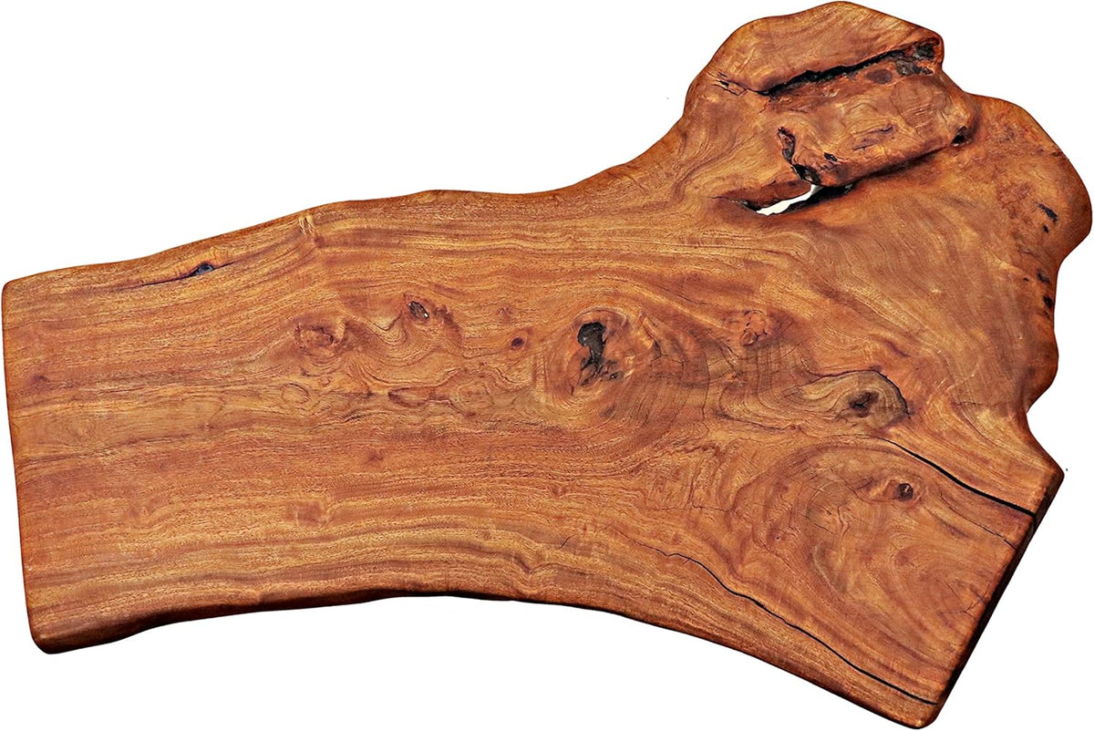 Natural Wood Edge Teak Coffee Table with Clear Lacquer Finish and Metal Hairpin Legs L557186