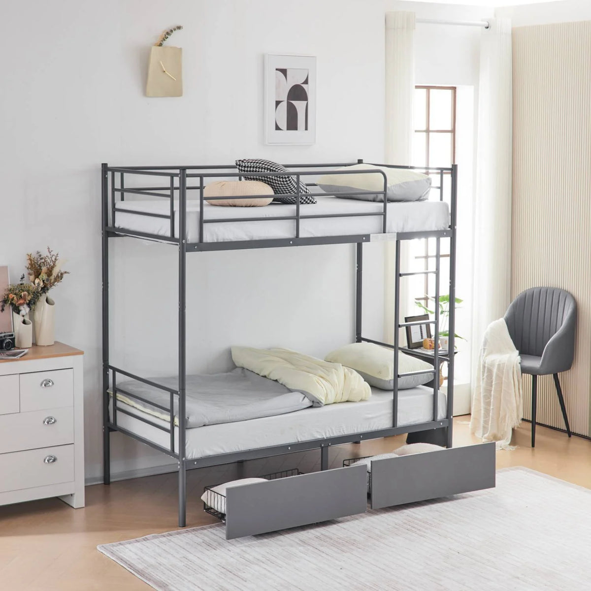 Twin over Twin Steel Bunk Beds V9523