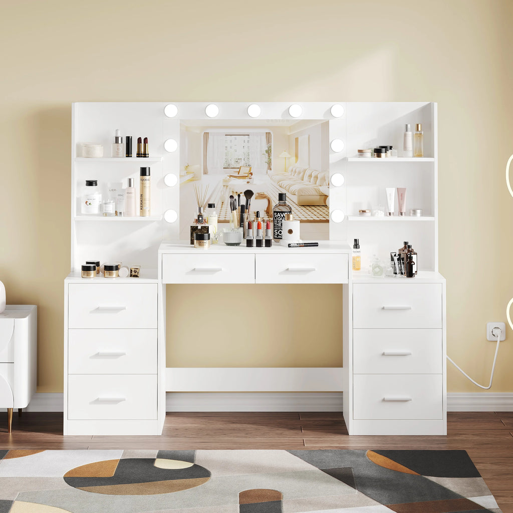 Vanity Desk with Mirror and 8 Drawer A776