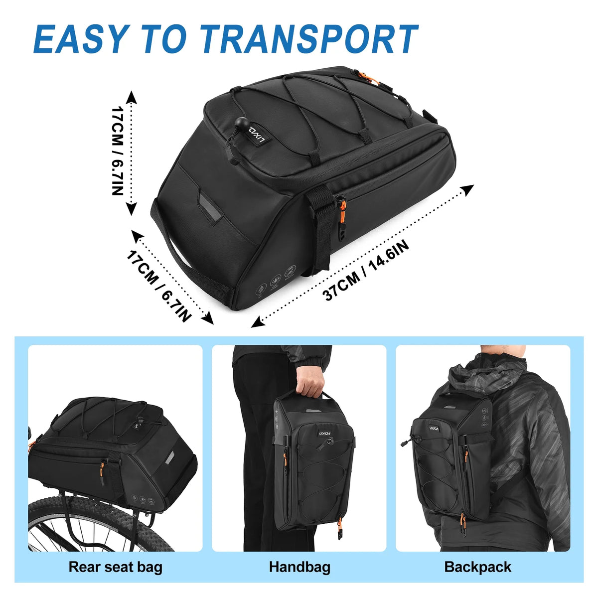 Waterproof Bike Saddle Rear 3 in 1 10L Capacity Bag C725119