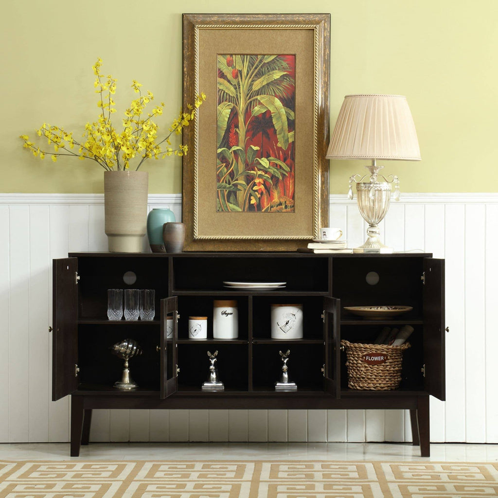 59x22 Wide Buffet Table Cabinet TV Console Dark Brown G29624