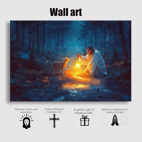 Jesus and Lamb Canvas Wall Art F735