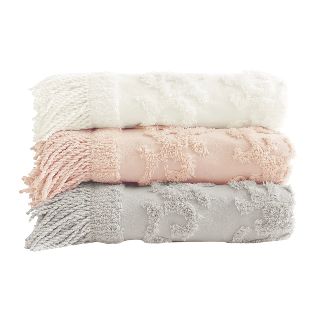Off-White Chenille Tufted Throw, 50" x 60" A6928