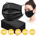 2000 Pack Black 3 Ply Disposable Face Masks M6032
