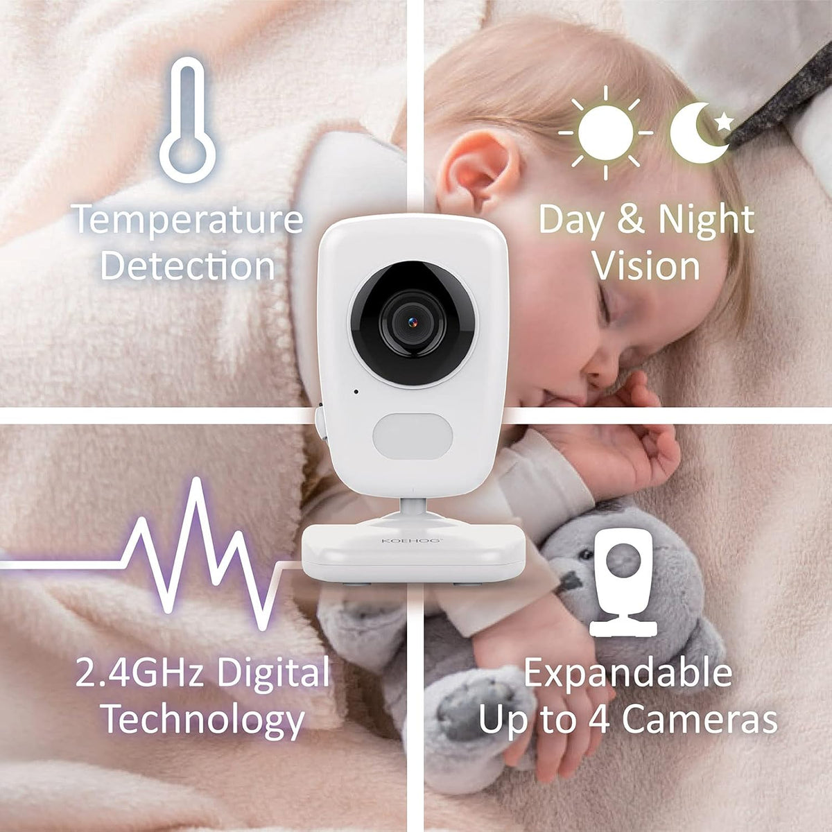 Baby Monitor w/ 2 Cam, 1000ft Range, Auto Night Vision Cam H275