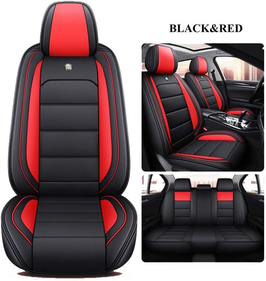 Black & Blue Leather Car Seat Covers Full Set W90631