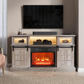 Gray Fireplace TV Stand with 23" Electric Fireplace and Storage Cabinet Y2595