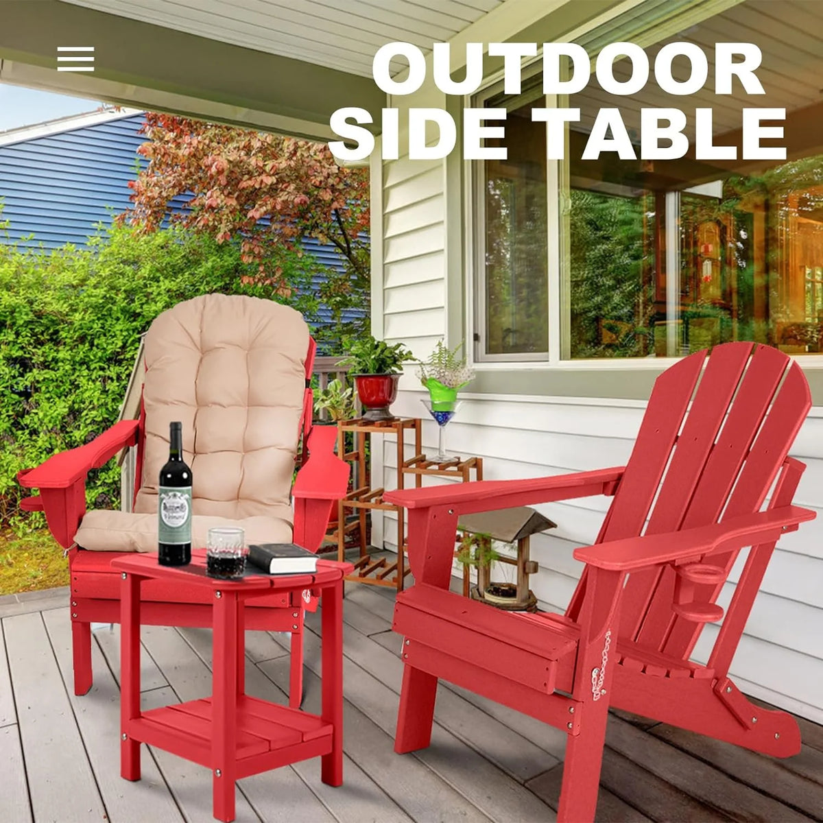 Black HDPE Adirondack Side Table D15890