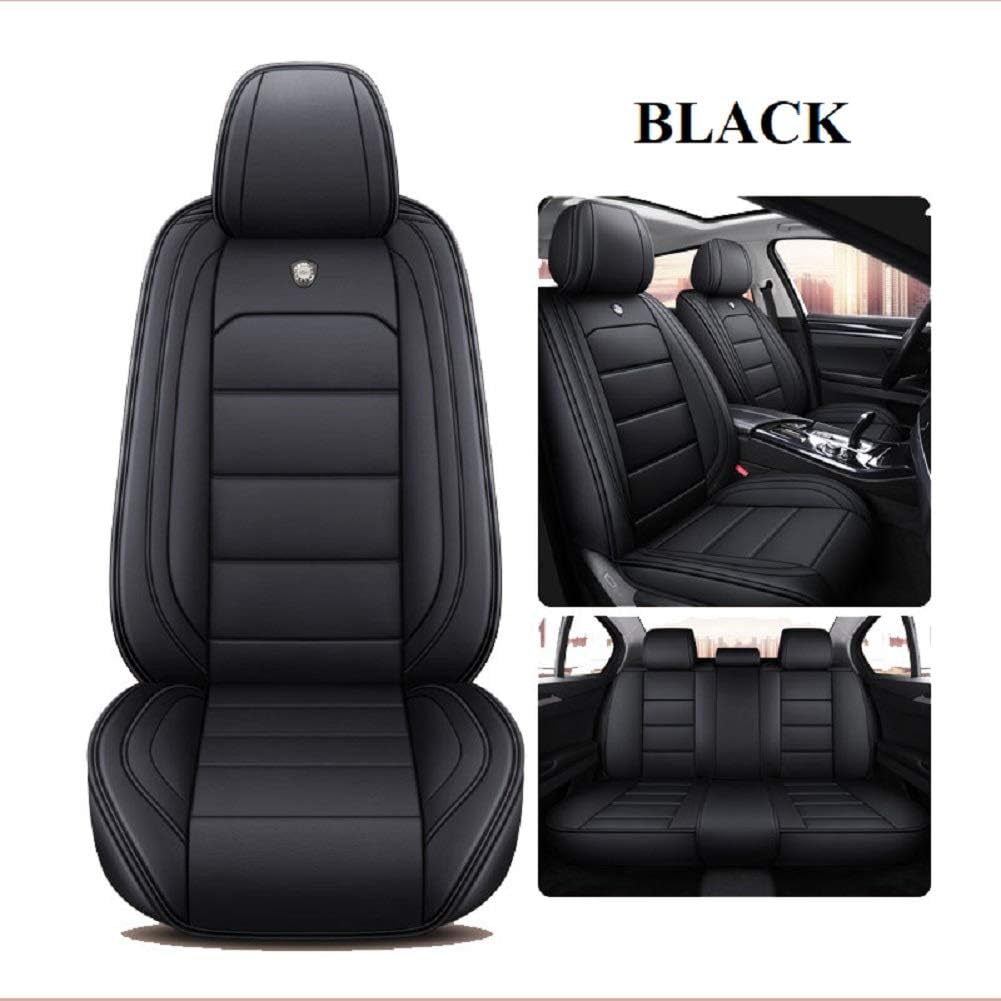 Black & Blue Leather Car Seat Covers Full Set W90631