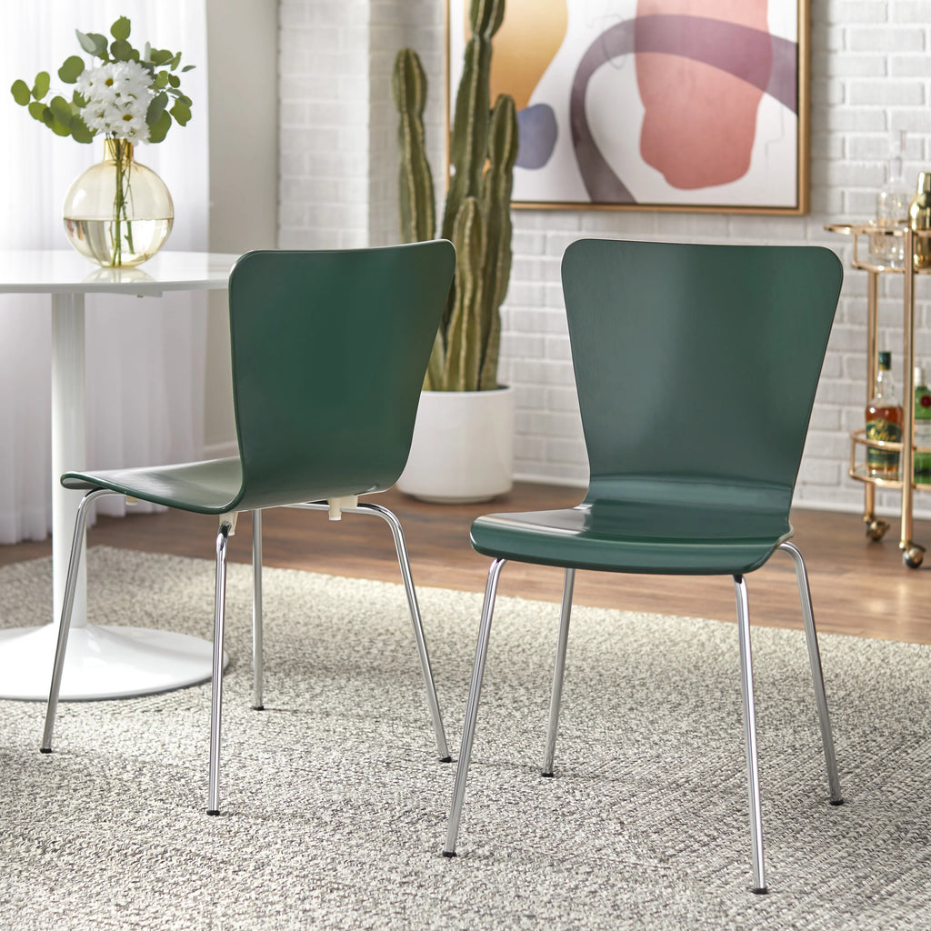 Set of 2 Dark Green Bentwood Dining Chair O375