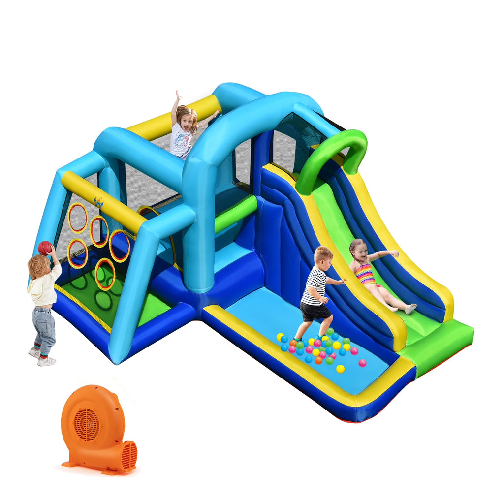 Inflatable Bouncer Climbing Bounce House Kids Slide Park Ball Pit with 550W Blower O48101