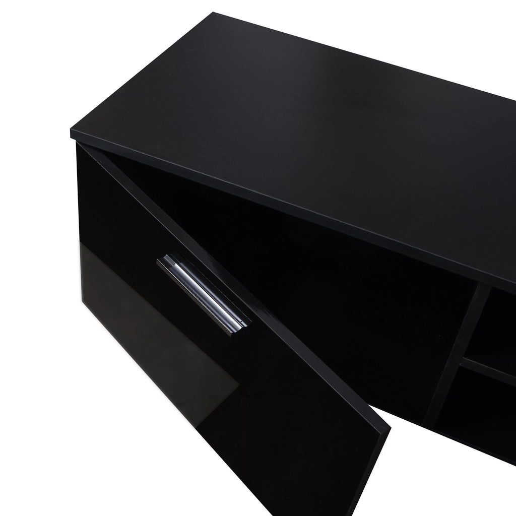 Black TV Console Table with 2 Storage Cabinet C55584