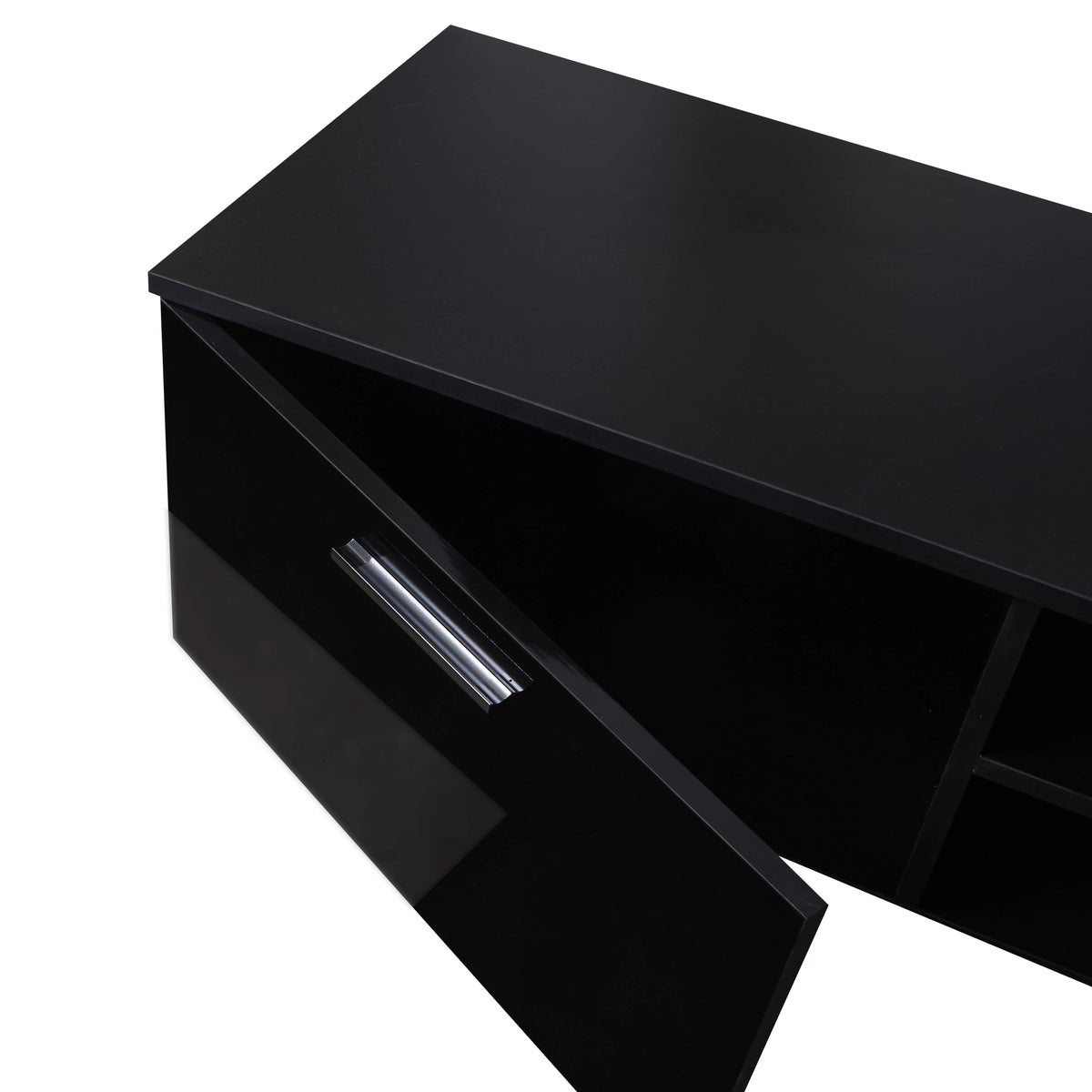 Black TV Console Table with 2 Storage Cabinet C55584