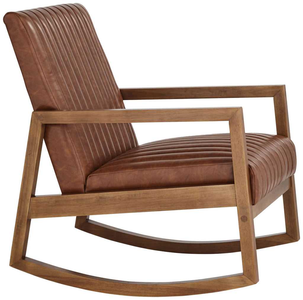 Rust Brown Wood Frame Rocking Chair U283072