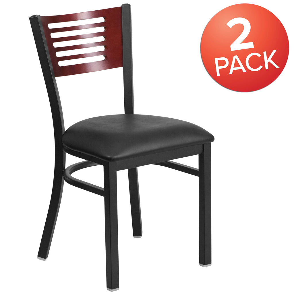 Black Slat Back Metal Restaurant Chair W932