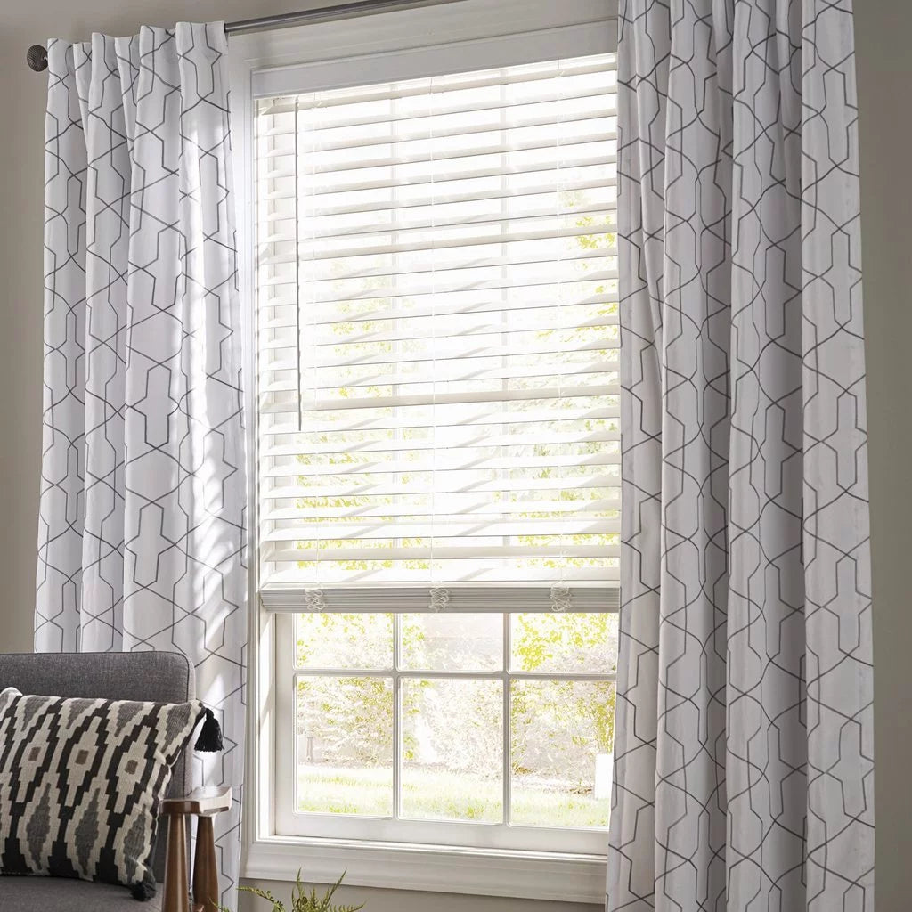 2-inch Cordless Faux Wood Horizontal Window Blinds, White, 34X64 T4753