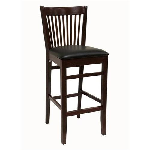 Cherry Frame Black Vinyl Seat Wood Barstool O9913