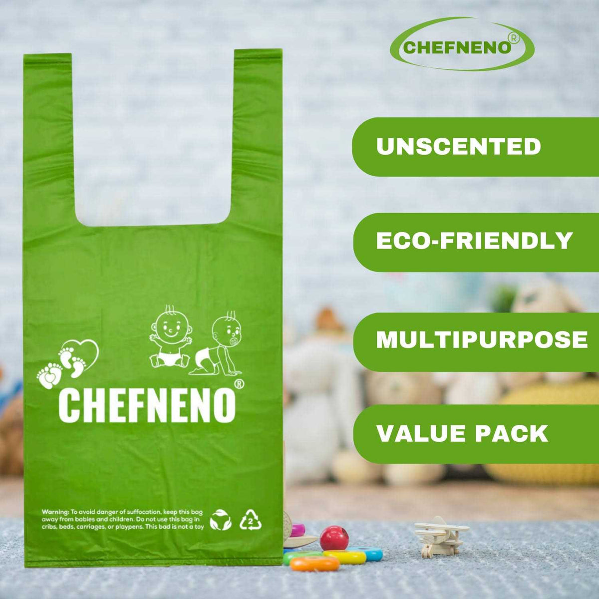 Disposable Biodegradable Unscented Diaper Bag B300408