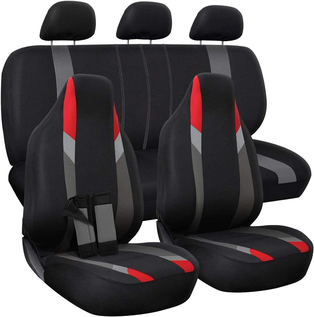 PU Leather Solid Beige Car Seat Cover, 10 pc Full Set Pack of 2 J17956