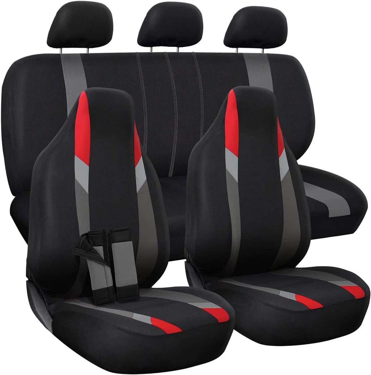 PU Leather Solid Beige Car Seat Cover, 10 pc Full Set Pack of 2 J17956