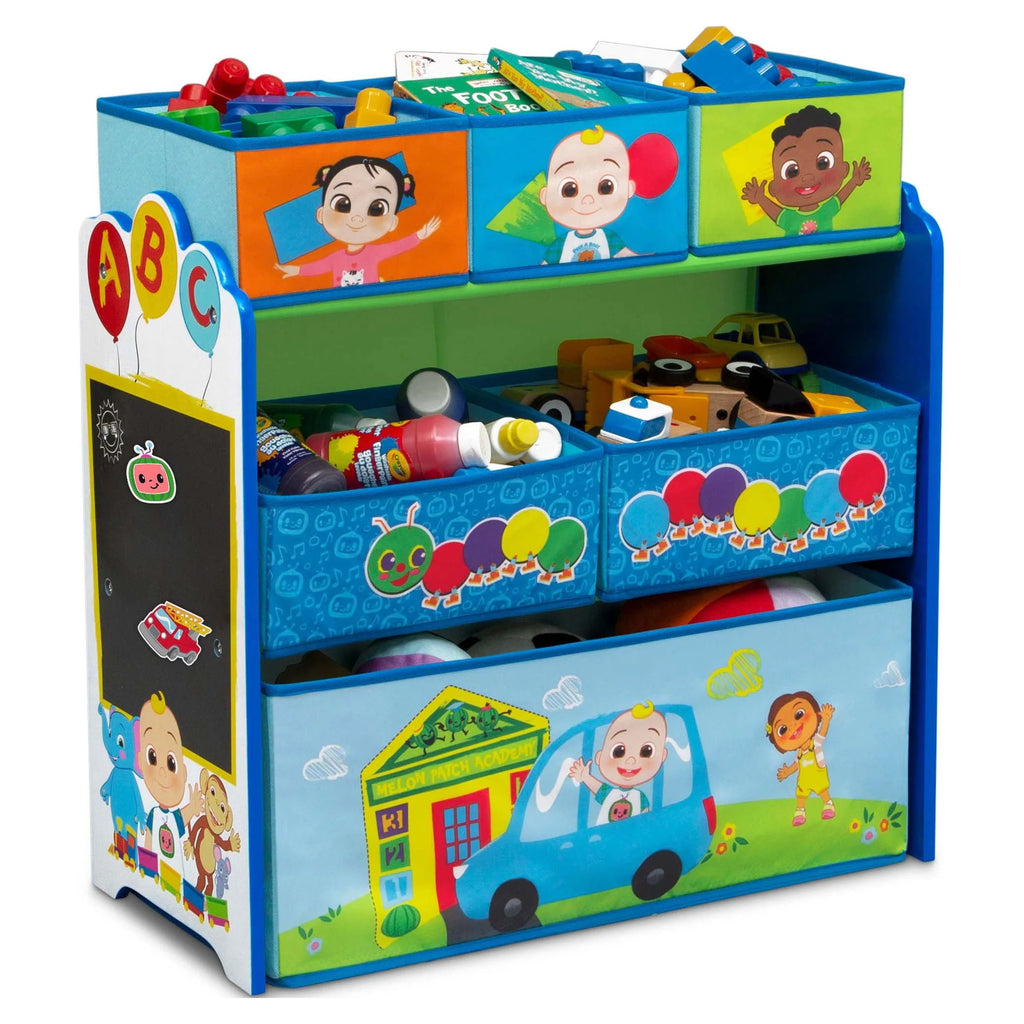 4-Piece Toddler Playroom Set with Play Table and 6 Bin Toy Organizer S3235