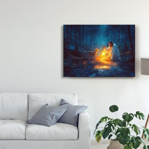 Jesus and Lamb Canvas Wall Art F735