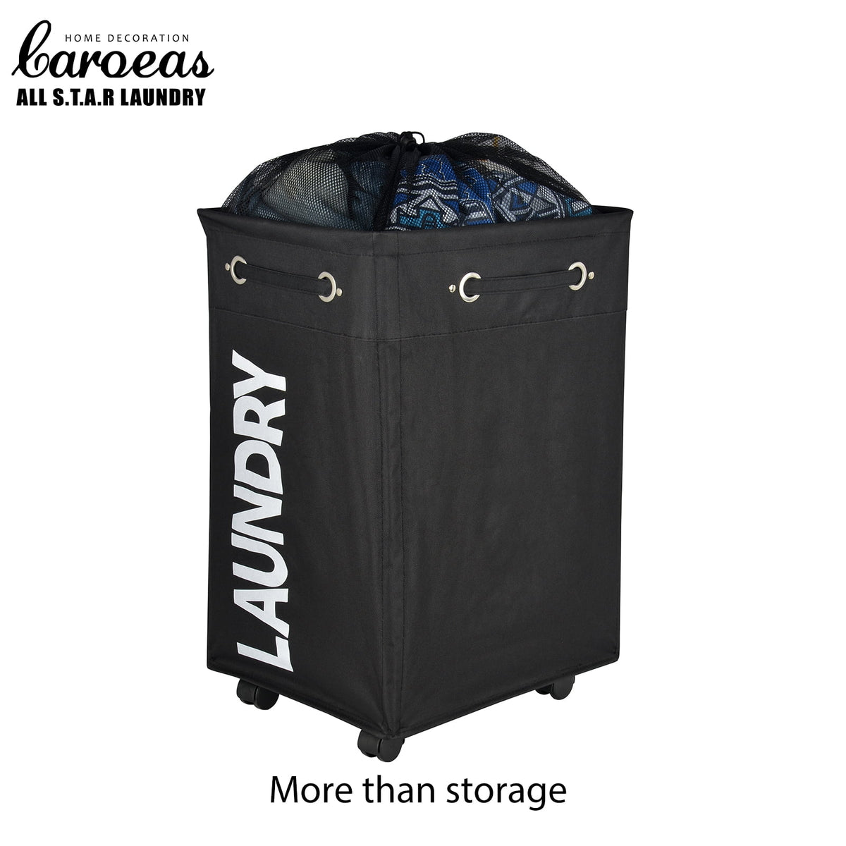 24" Wheeled Laundry Hamper Light Blue with Cotton Laundry Bag V30508