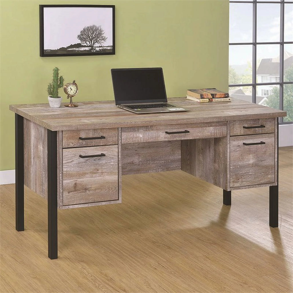 4-drawer Weathered Oak Office Desk B3511