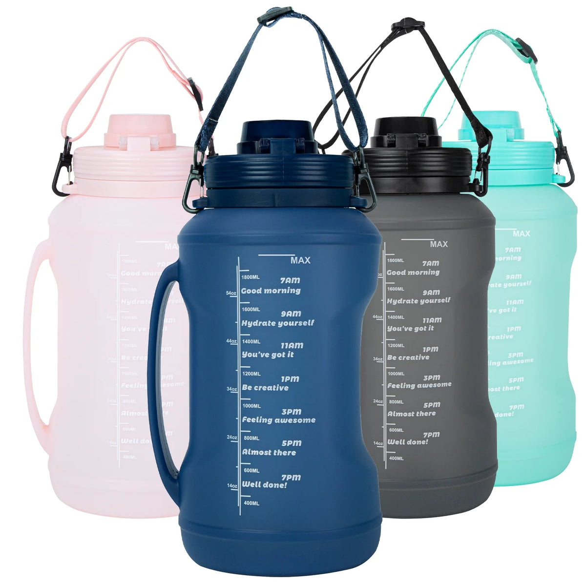 64 oz Half Gallon 2L Water Bottle with Straw Spout and Carrying Handle B249