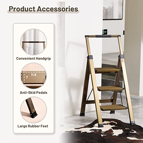 5 Step Aluminum Folding Ladder with Anti-Slip Wide Pedal T5413