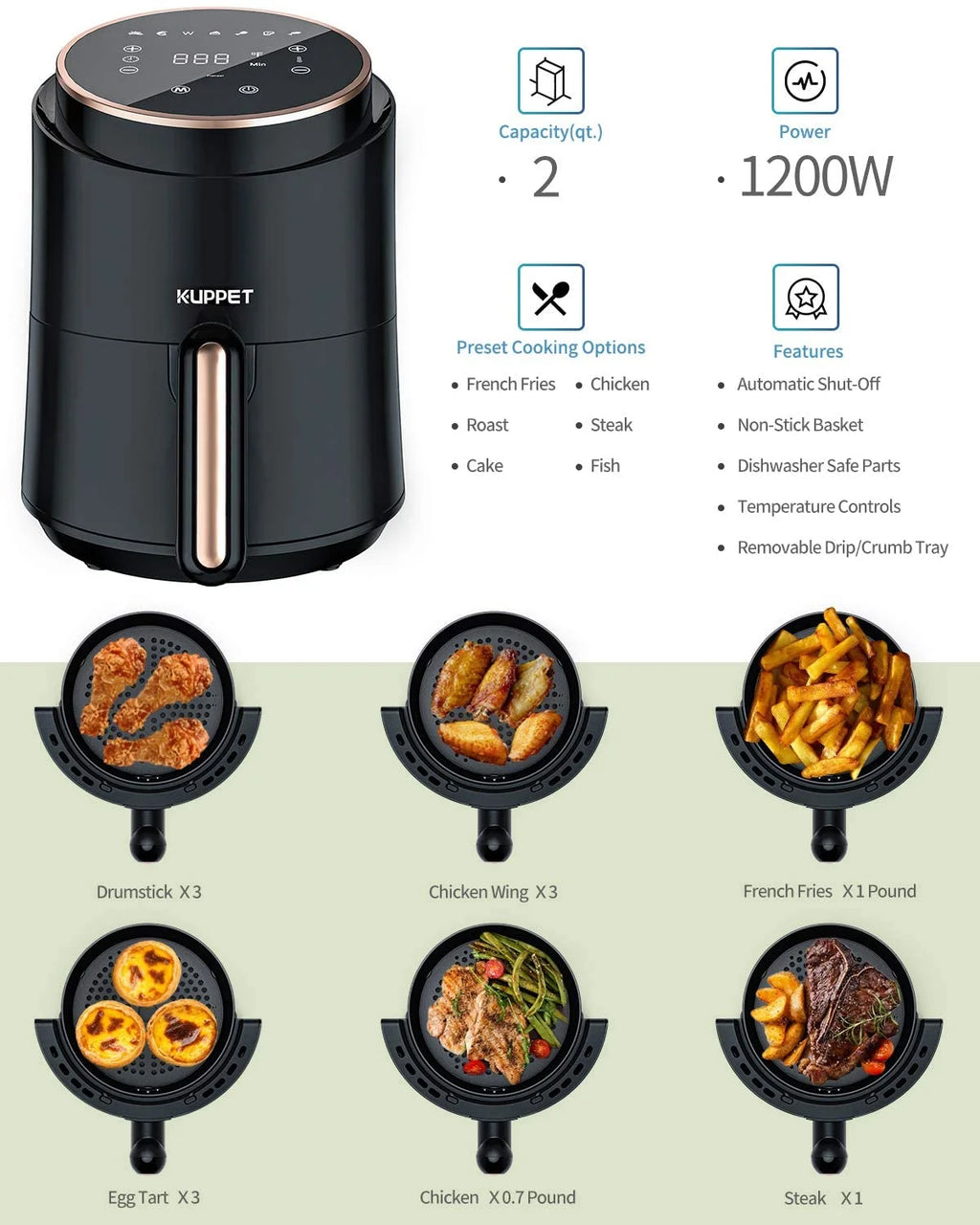 Black 1500W Electric Air Fryer Z271689