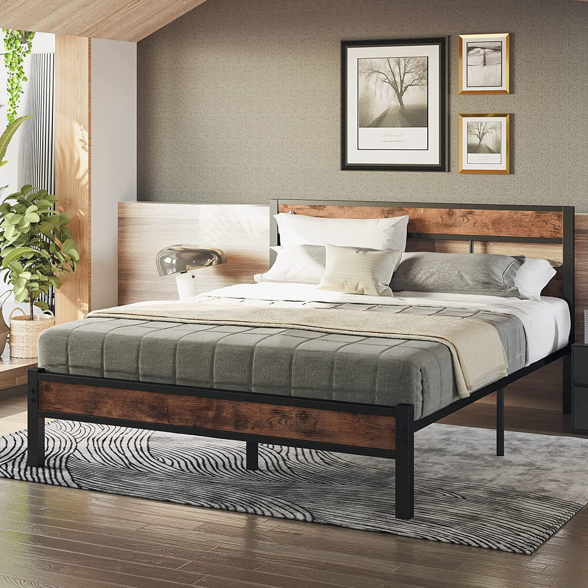 Queen Metal Bed Frame with Headboard F909097