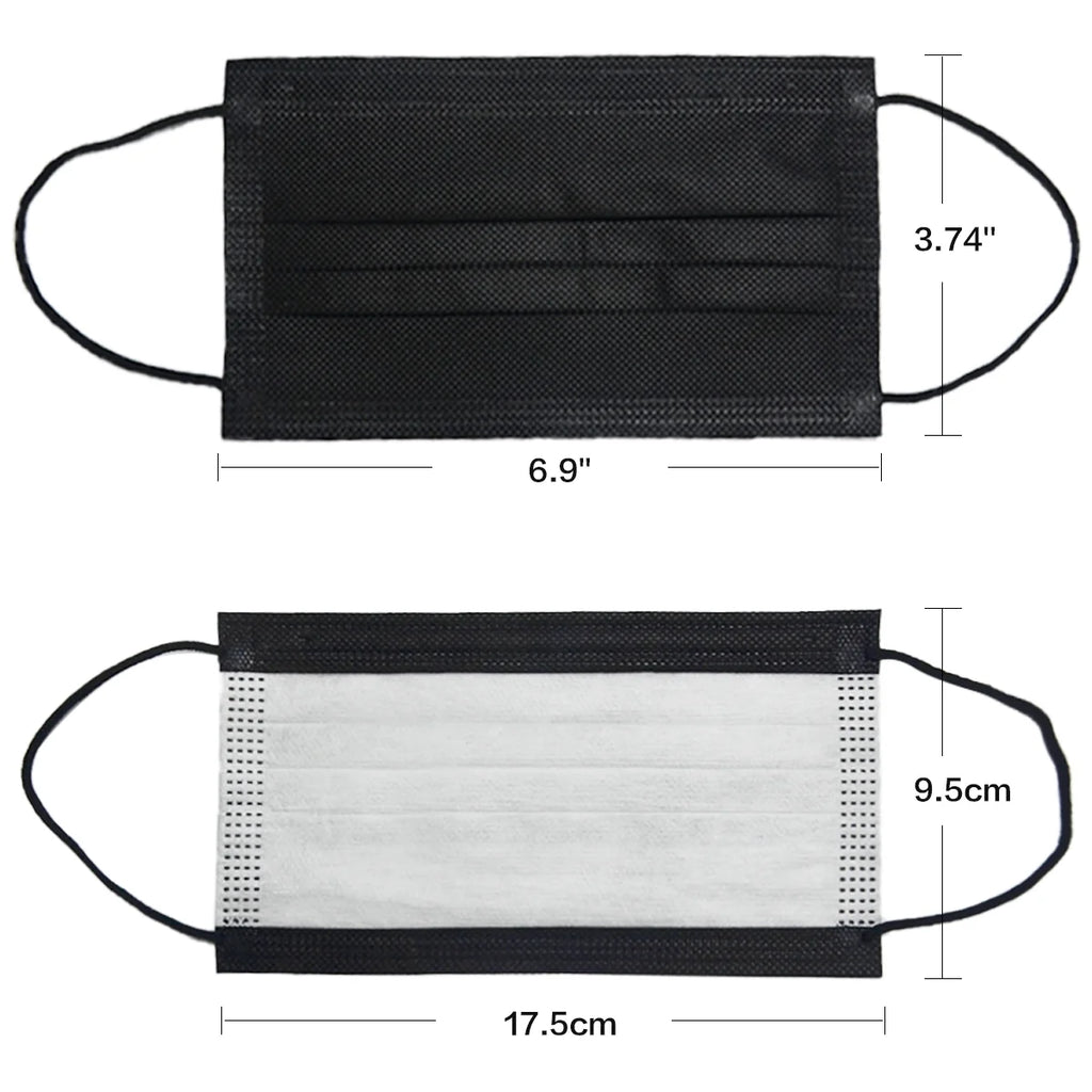 2000 Pack Black 3 Ply Disposable Face Masks M6032