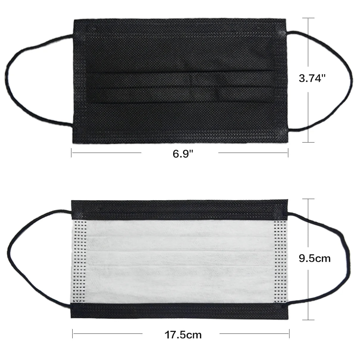 2000 Pack Black 3 Ply Disposable Face Masks M6032