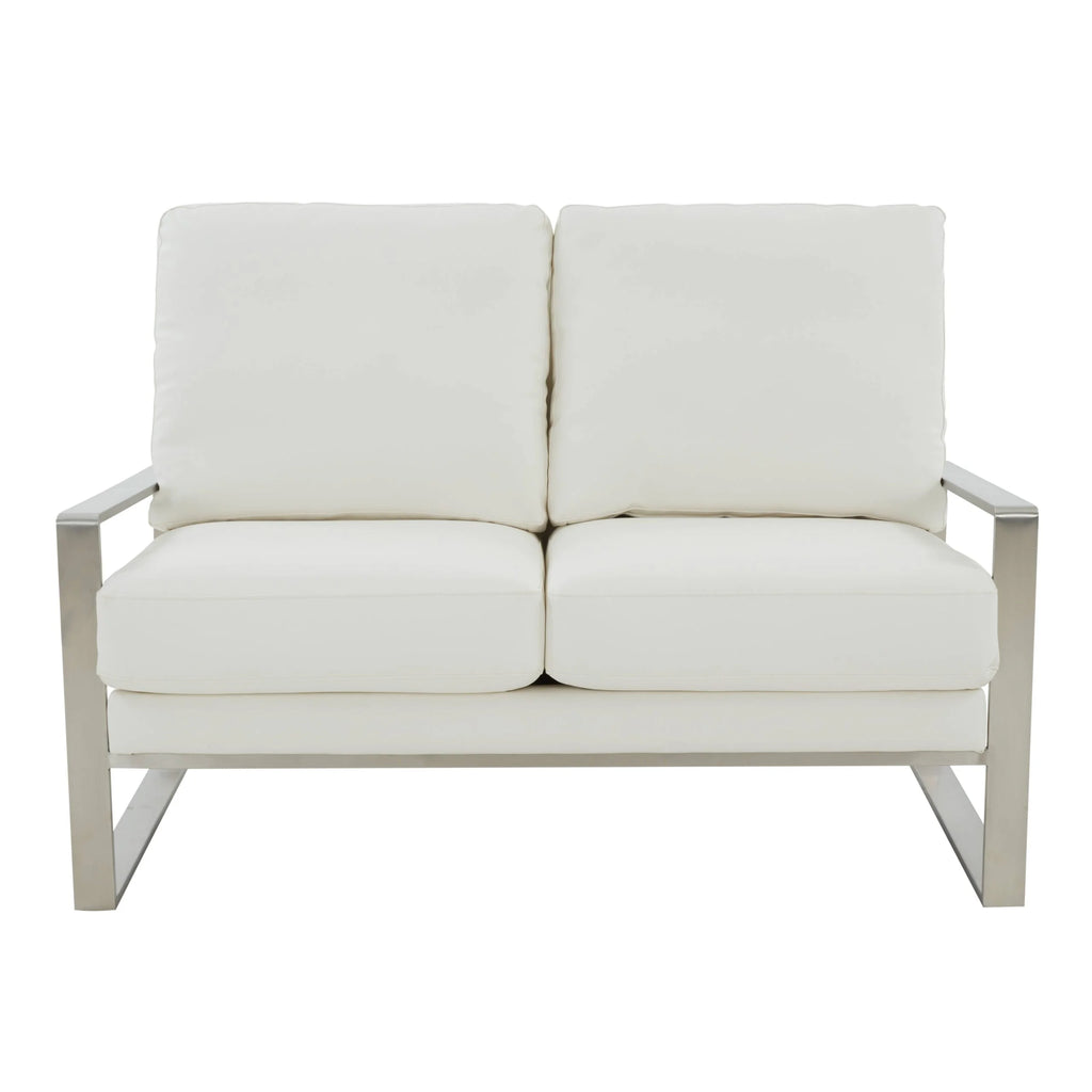 White Leather Loveseat J373