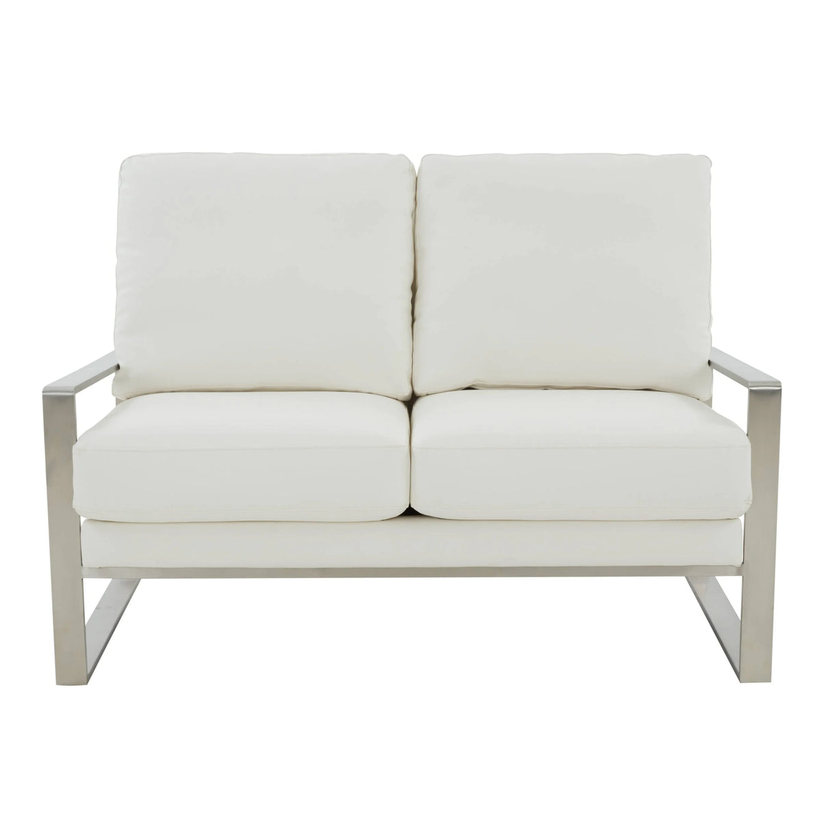 White Leather Loveseat J373