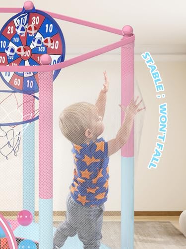 6FT Toddler Trampoline with Basketball Hoop and Enclosure Net G2912