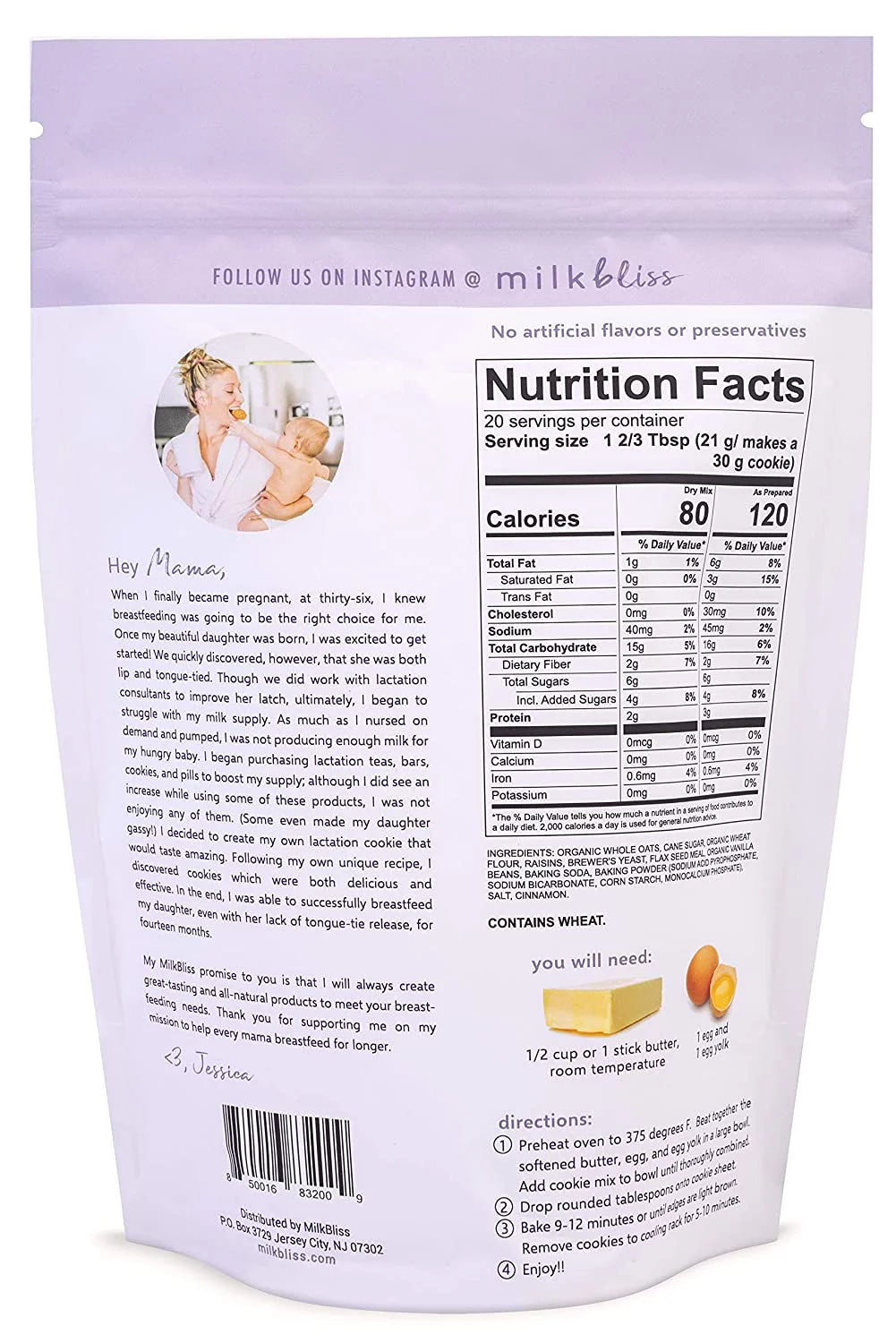 Oatmeal Raisin Soft Baked Lactation Cookie Mix 15oz W587760
