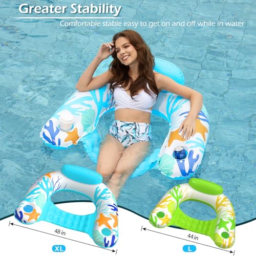Inflatable Pool Float Chair 2 Pack with Cup Holders A16601