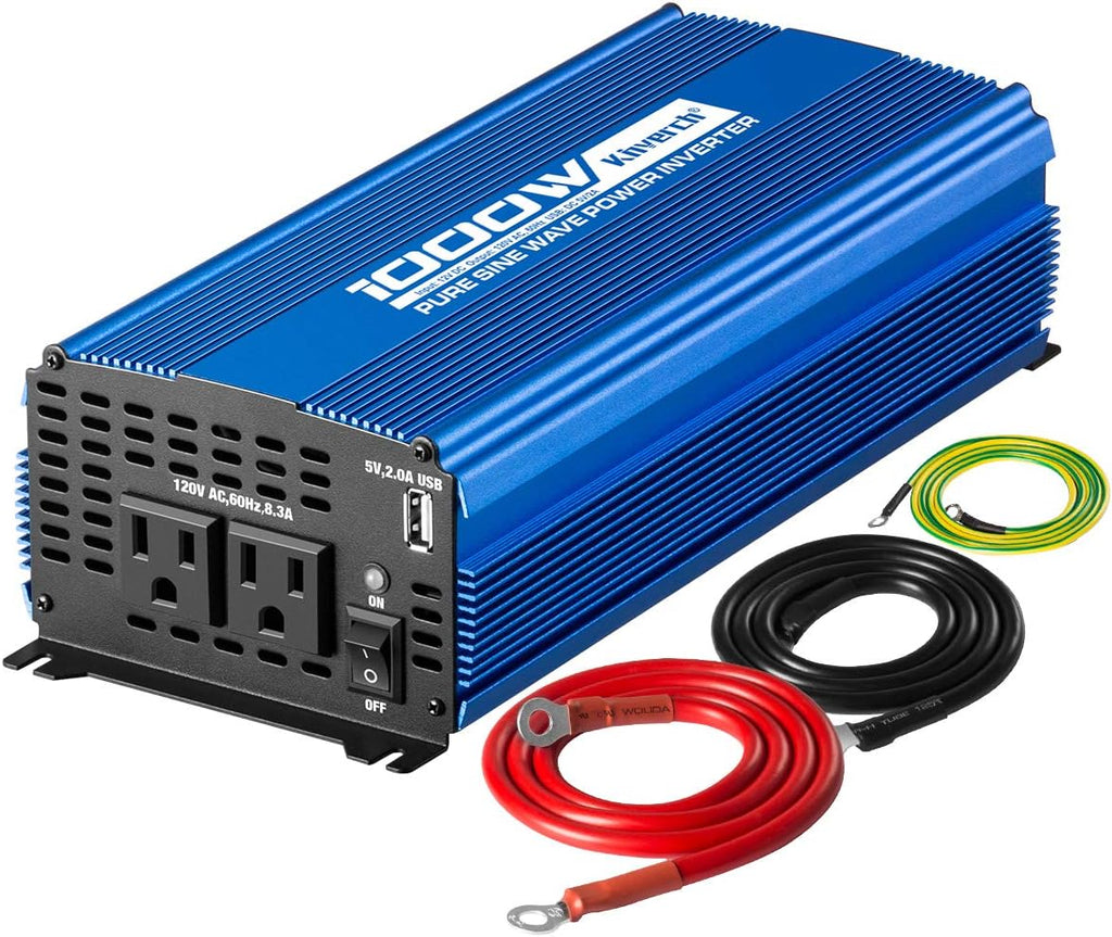 3000W Pure Sine Wave Power Inverter 12V DC to 110V AC Car Inverter with Bluetooth 4 AC Outlets 2 USB Ports X74395
