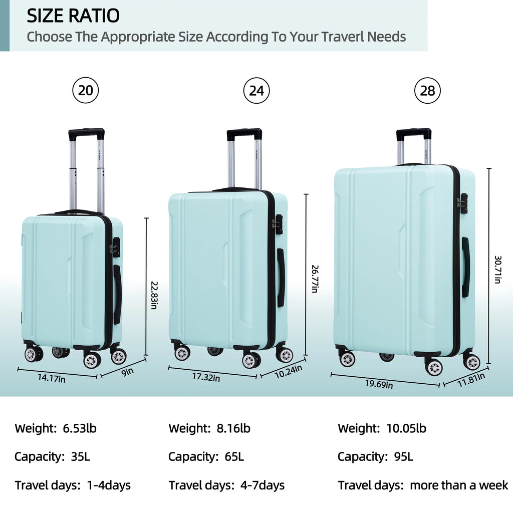 3 Piece Hard Shell Luggage Set with TSA Lock M25239