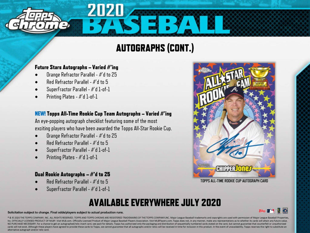 2020 Topps Chrome Baseball Jumbo Box V516