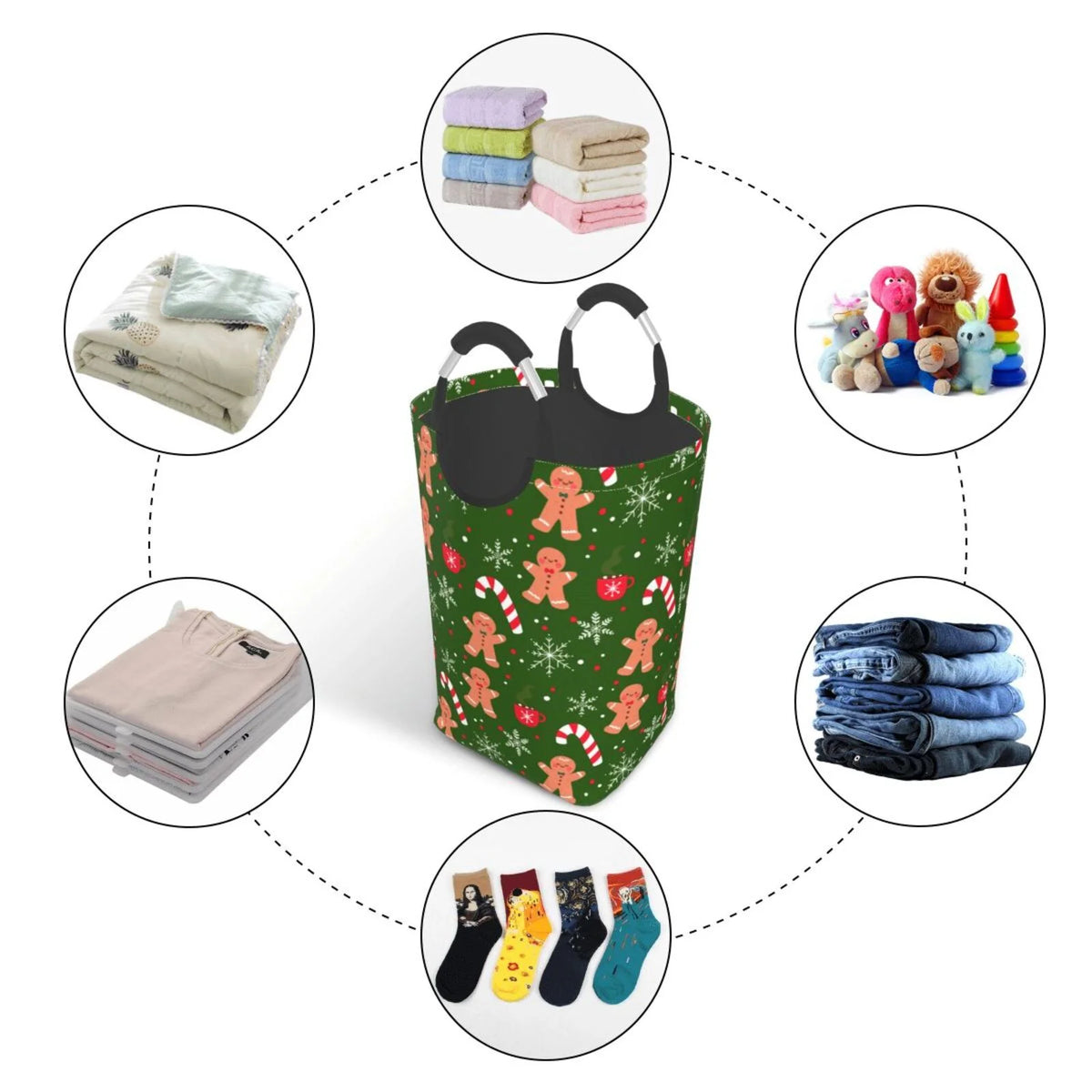 Collapsible Laundry Basket Hamper with Aluminum Handle, 50L N586