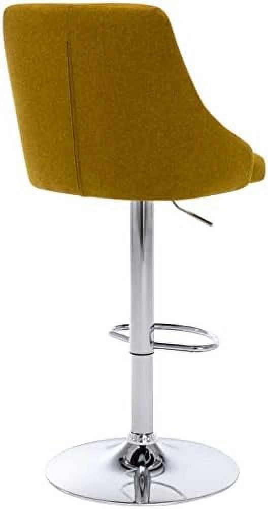 Yellow Adjustable Fabric Swivel Barstool with Back O2597