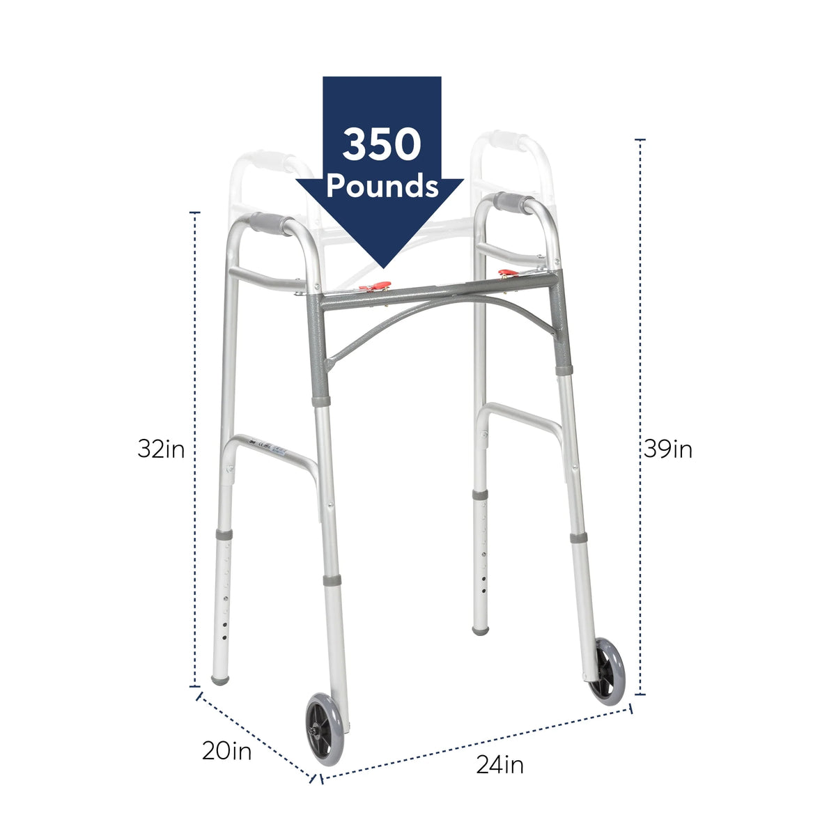 Two Button Folding Walker with 5 Wheels F91710